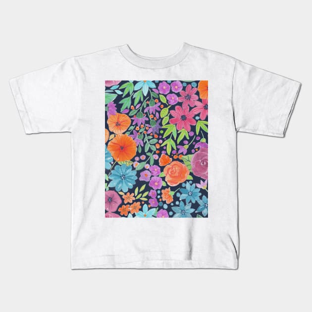 Floral watercolor pattern Kids T-Shirt by katerinamk